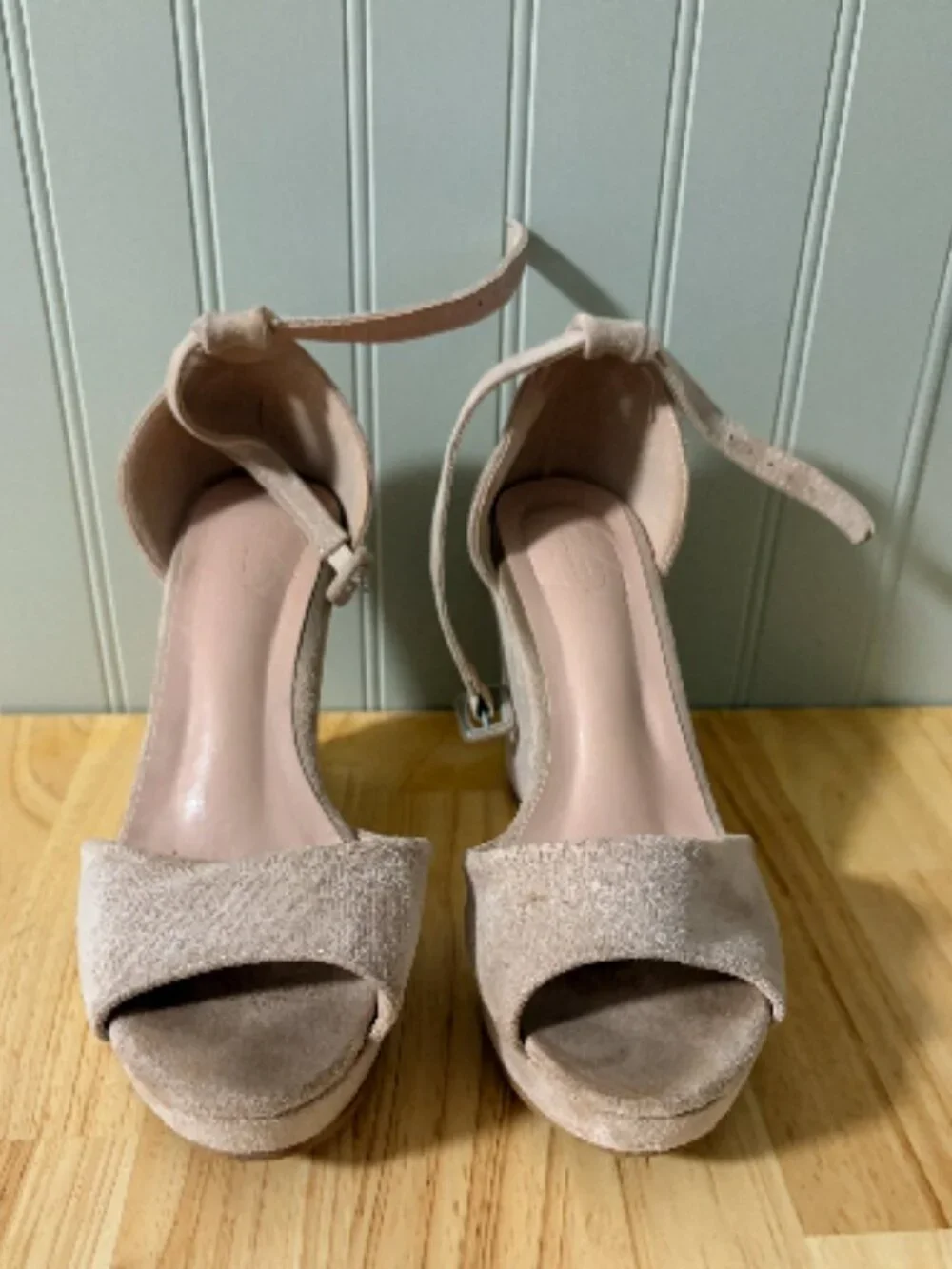 Suede Ankle Strap Wedge